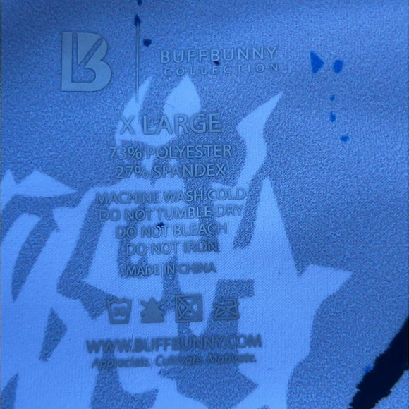 BuffBunny Women's Blue/Grey Splatter Design Capri Workout Leggings Size XL - Picture 3 of 6